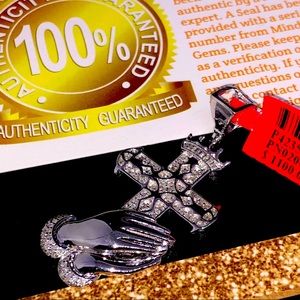 Real Diamond cross prayer hand pendant not CZ Wow!